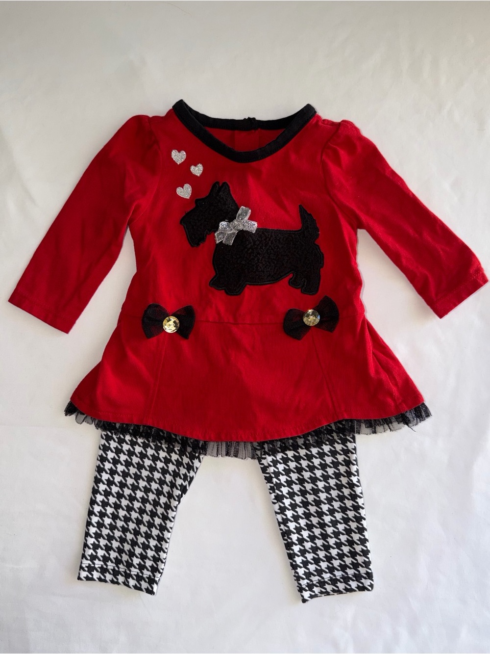 Kids Headquarters Baby Girls 12M Red Scottie Dog Tunic/Leggings Set